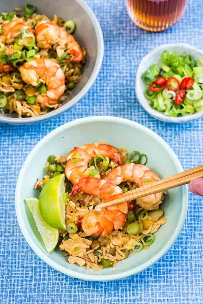 Making this 10 minute shrimp fried rice could not be quicker or easier and it tastes miles better than takeaway. An excellent midweek meal that's sure to become a family favourite.