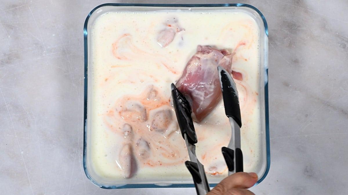 marinating chicken thighs in a buttermilk marinade