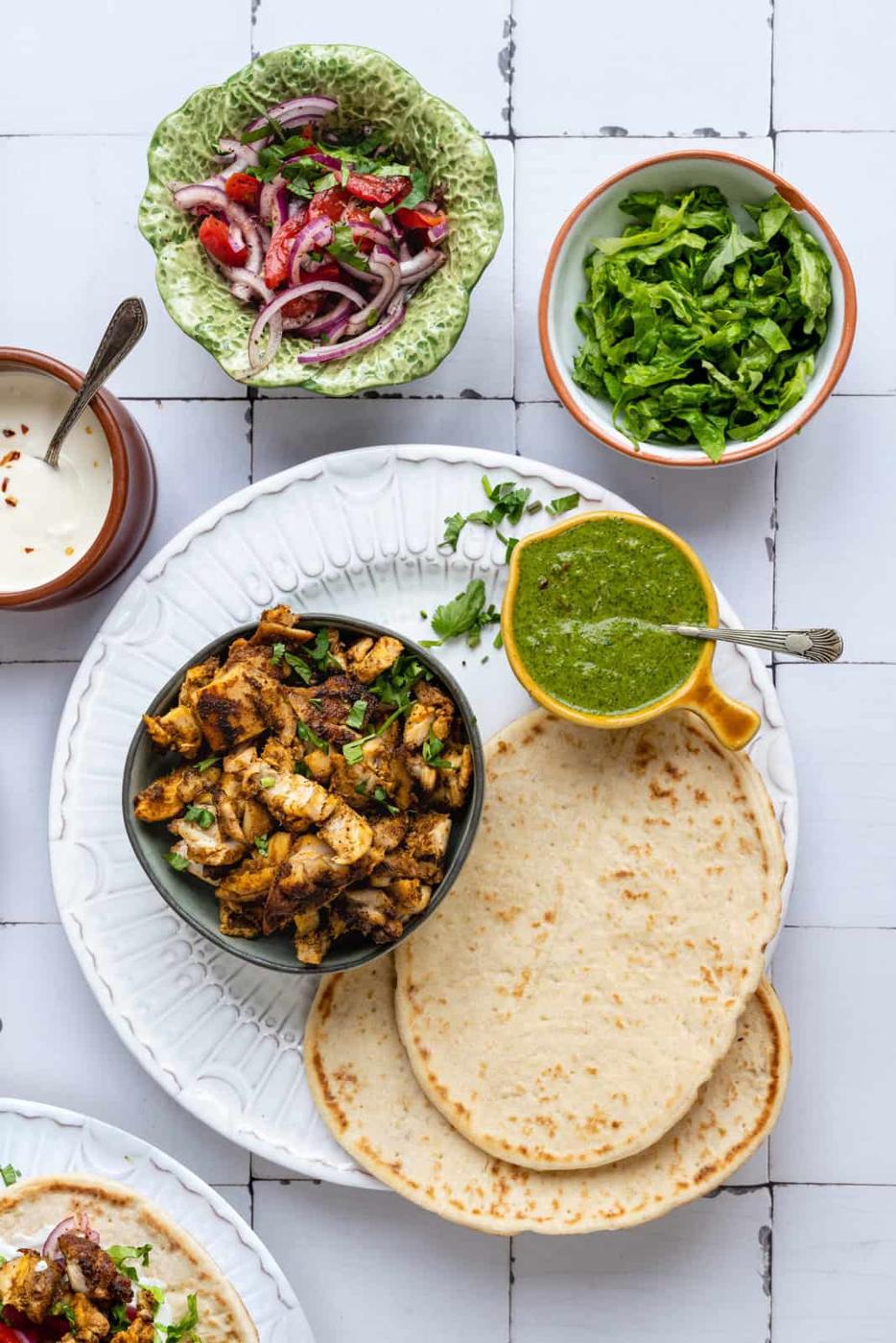 serving chicken shrwama