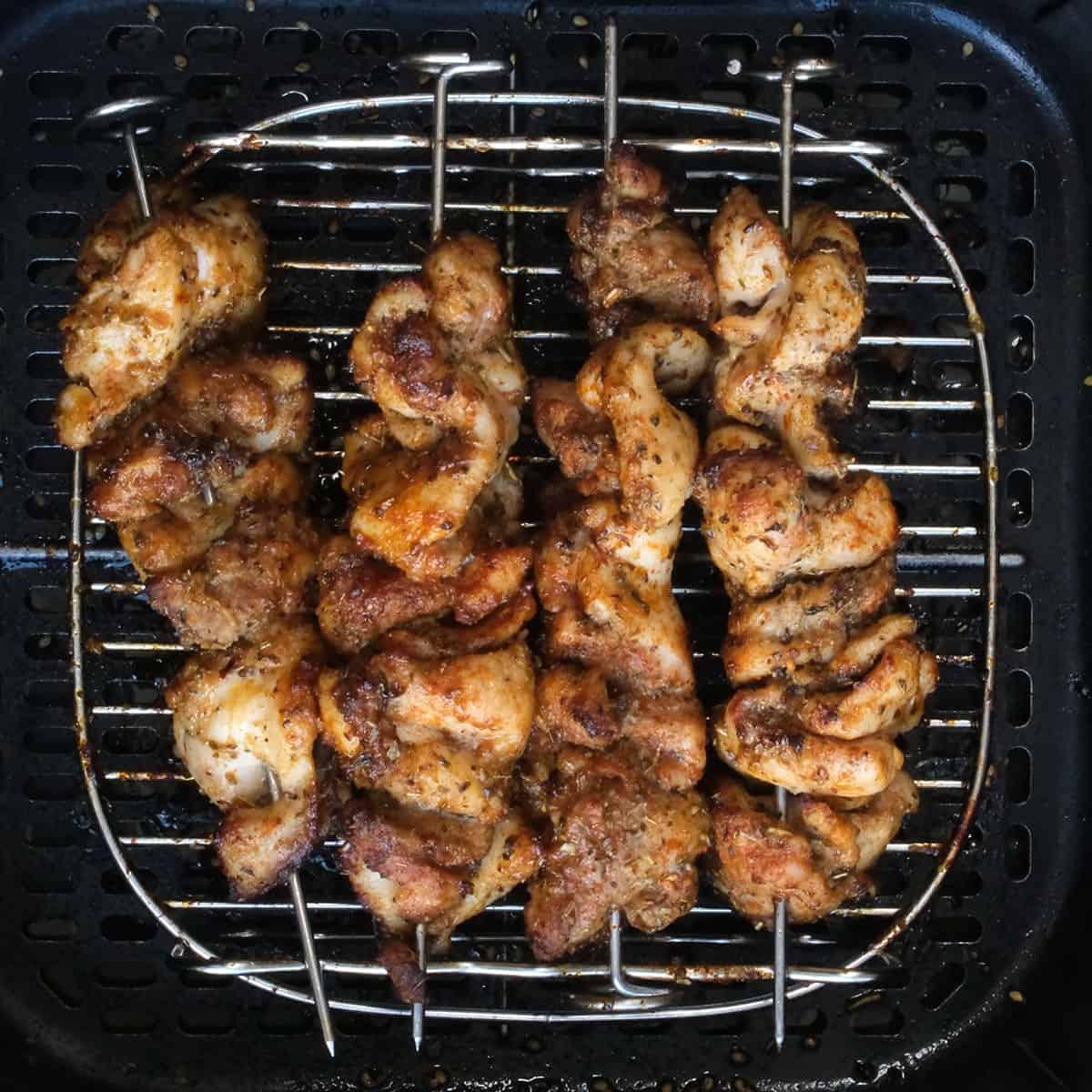 Chicken souvlaki cooked in the air fryer