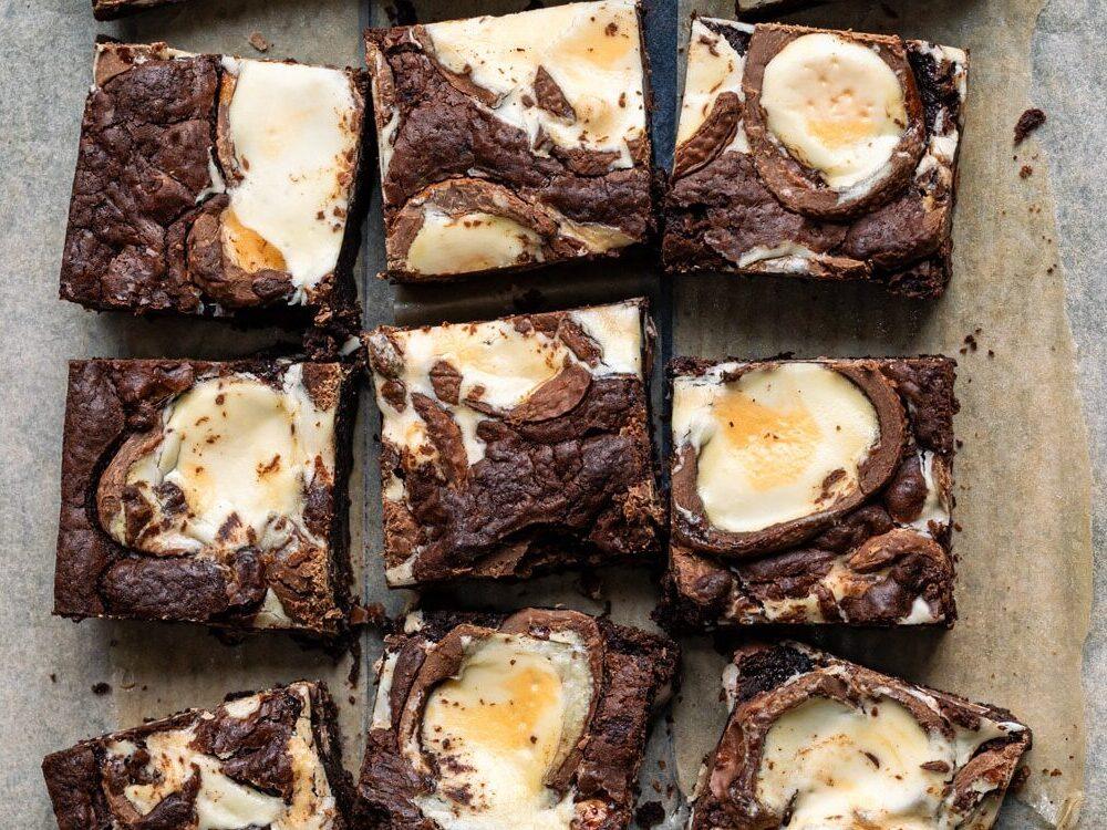 Air Fryer Creme Egg Brownies