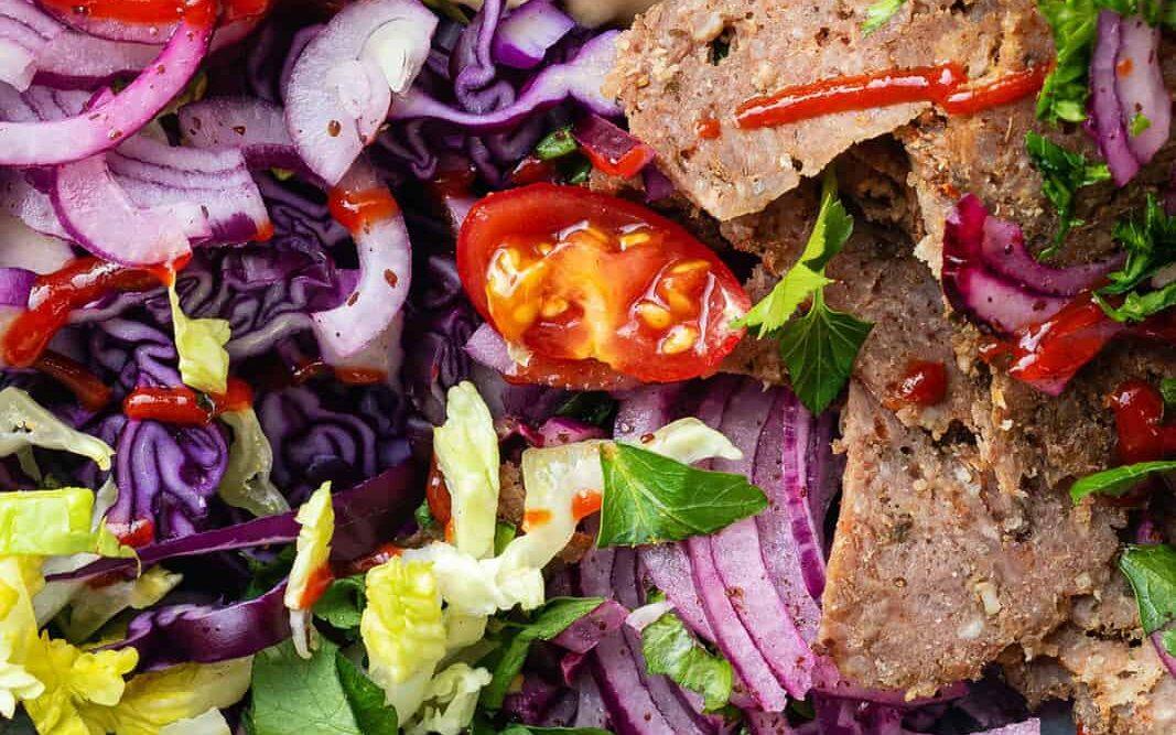 doner served in a salad