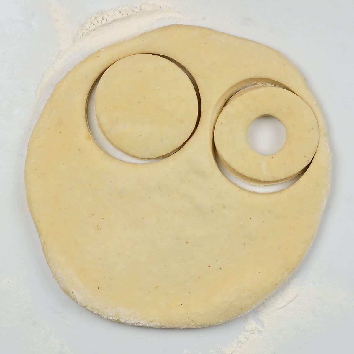 cutting out donuts