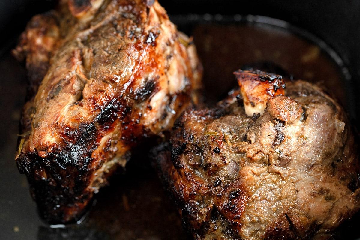 roasted lamb shoulder close up