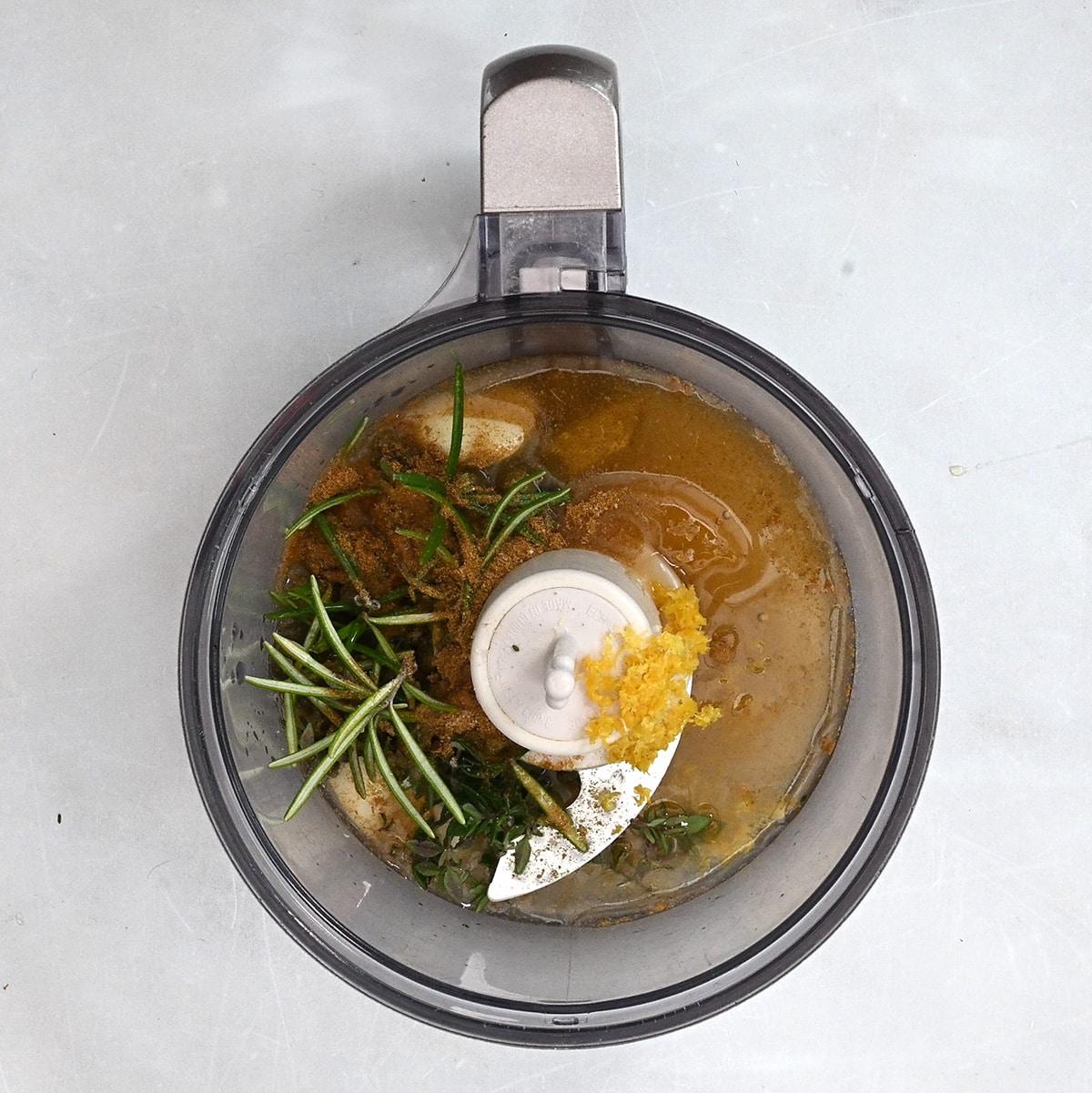 lamb marinade ingredients in a mini chopper