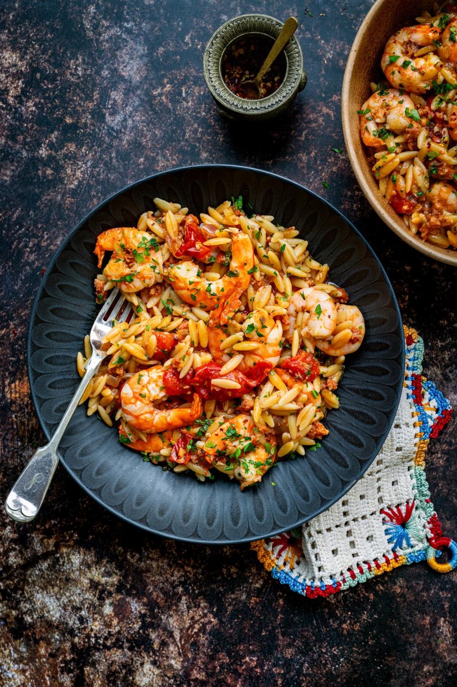 Shrimp Orzo With Chorizo In Your Air Fryer!