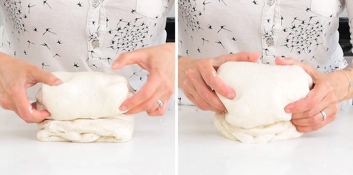 Rolling sourdough into a ball