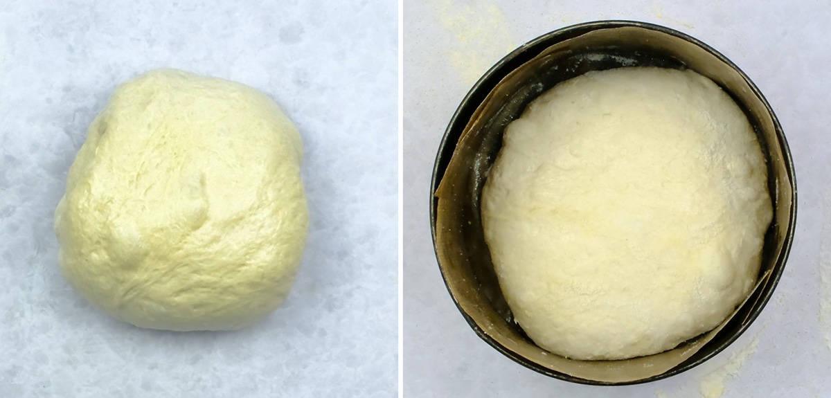 sourdough loaf before and after second rise