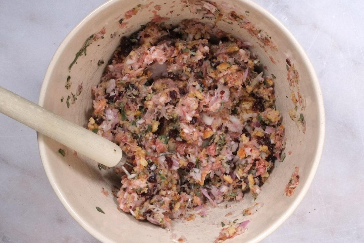 stuffing ball mix in a bowl