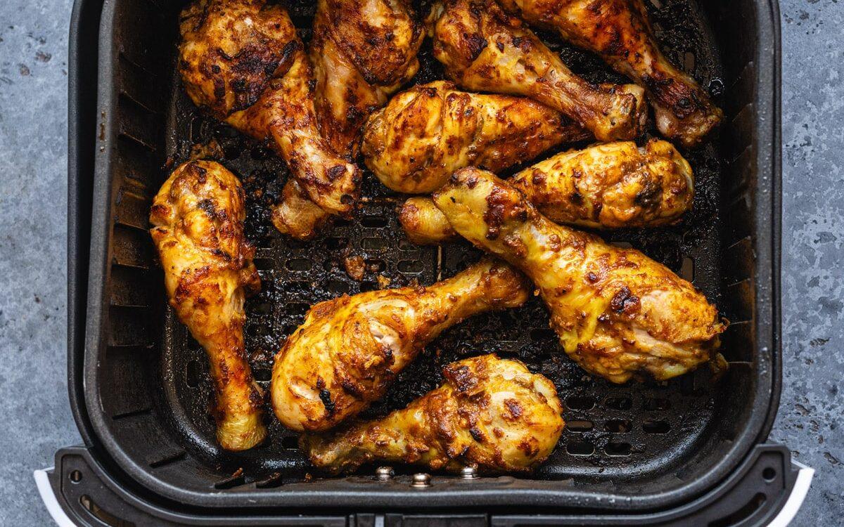 tandoori chicken drumsticks, cooked, in air fryer