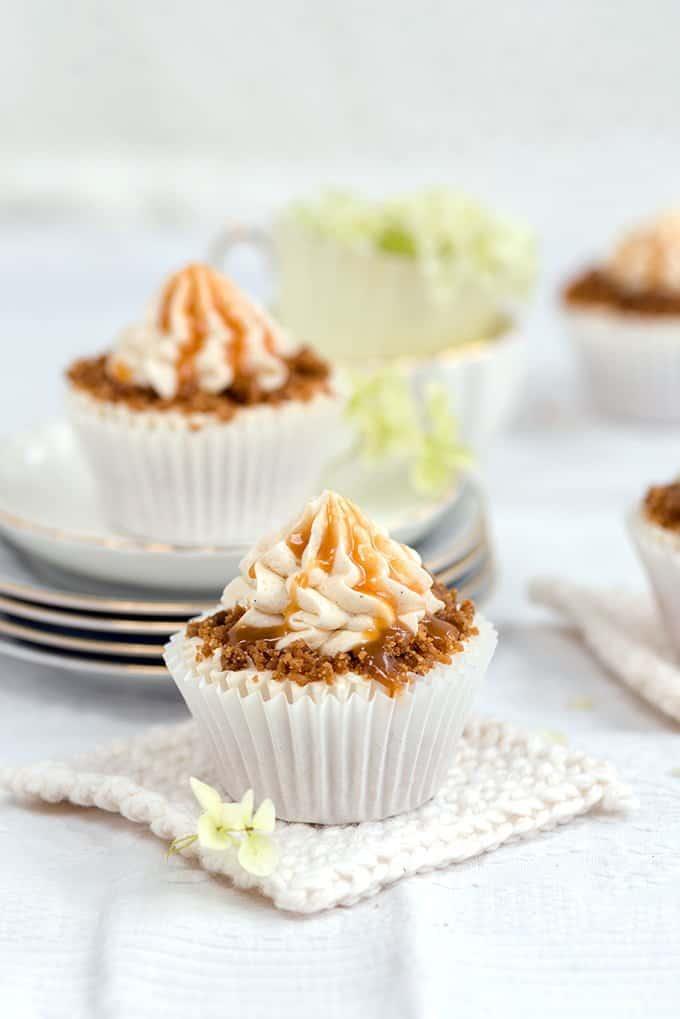 Apple cupcakes with streusel, apple buttercream & caramel