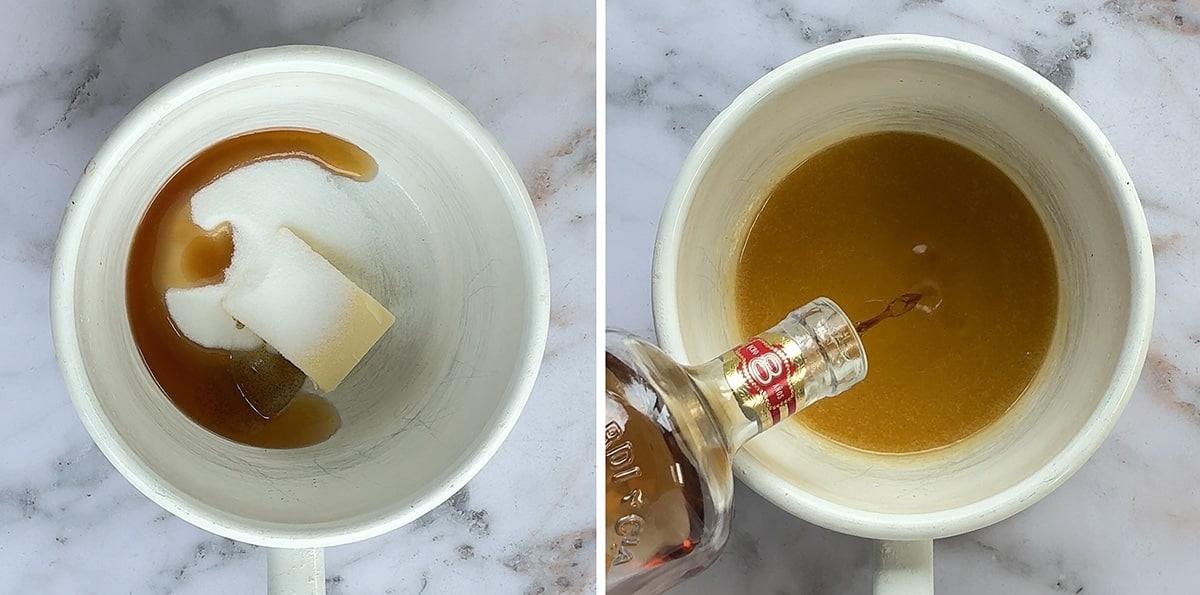 collage showing how to make rum glaze