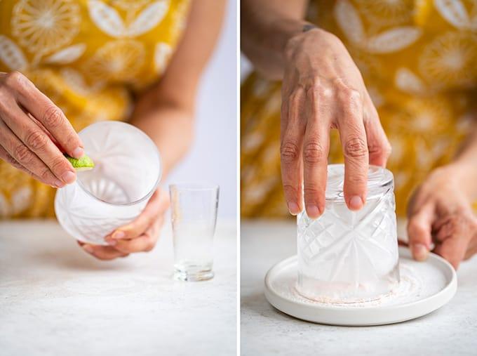 Frosting a rocks glass with salt collage