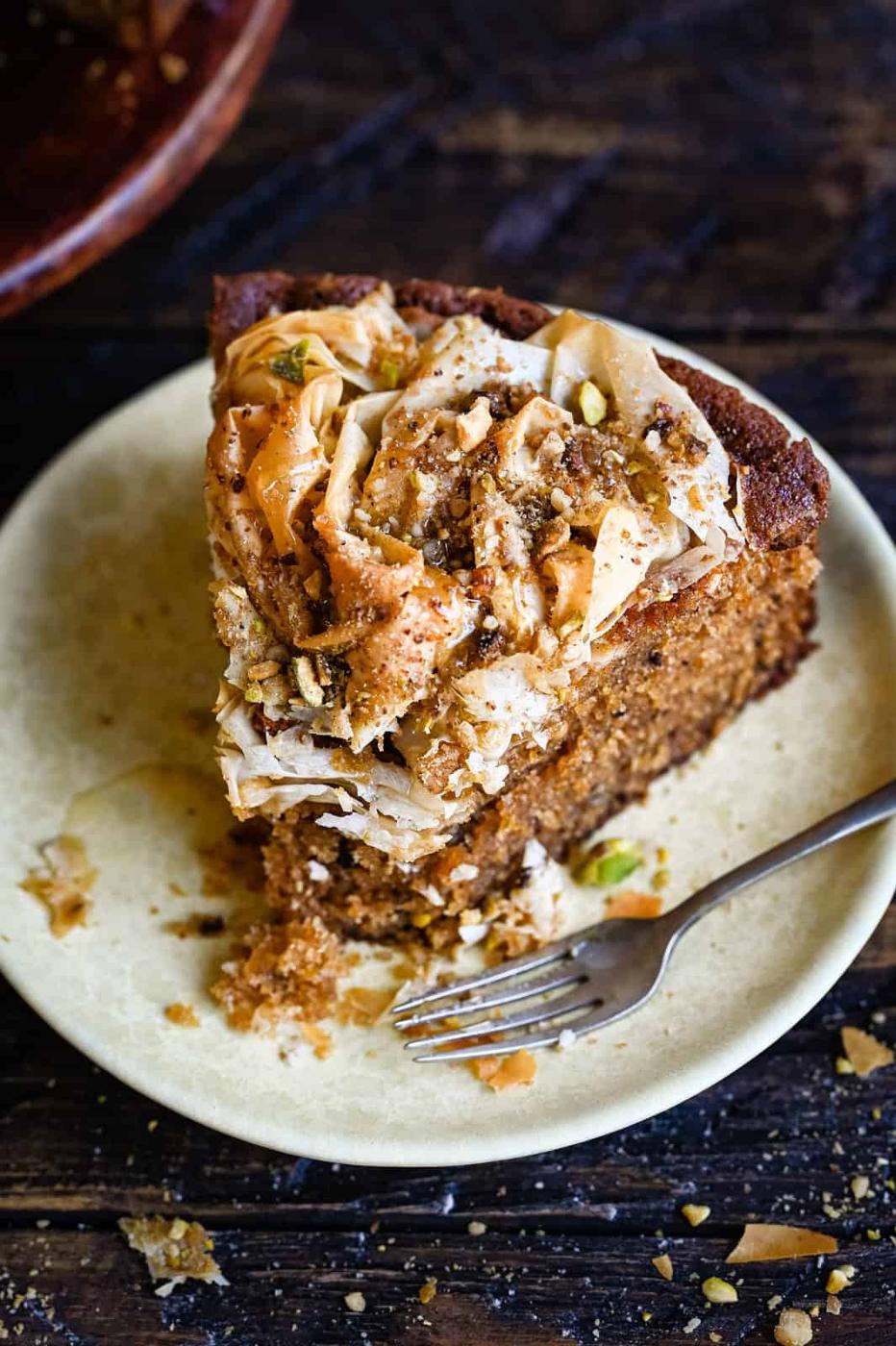 Slice of baklava cake