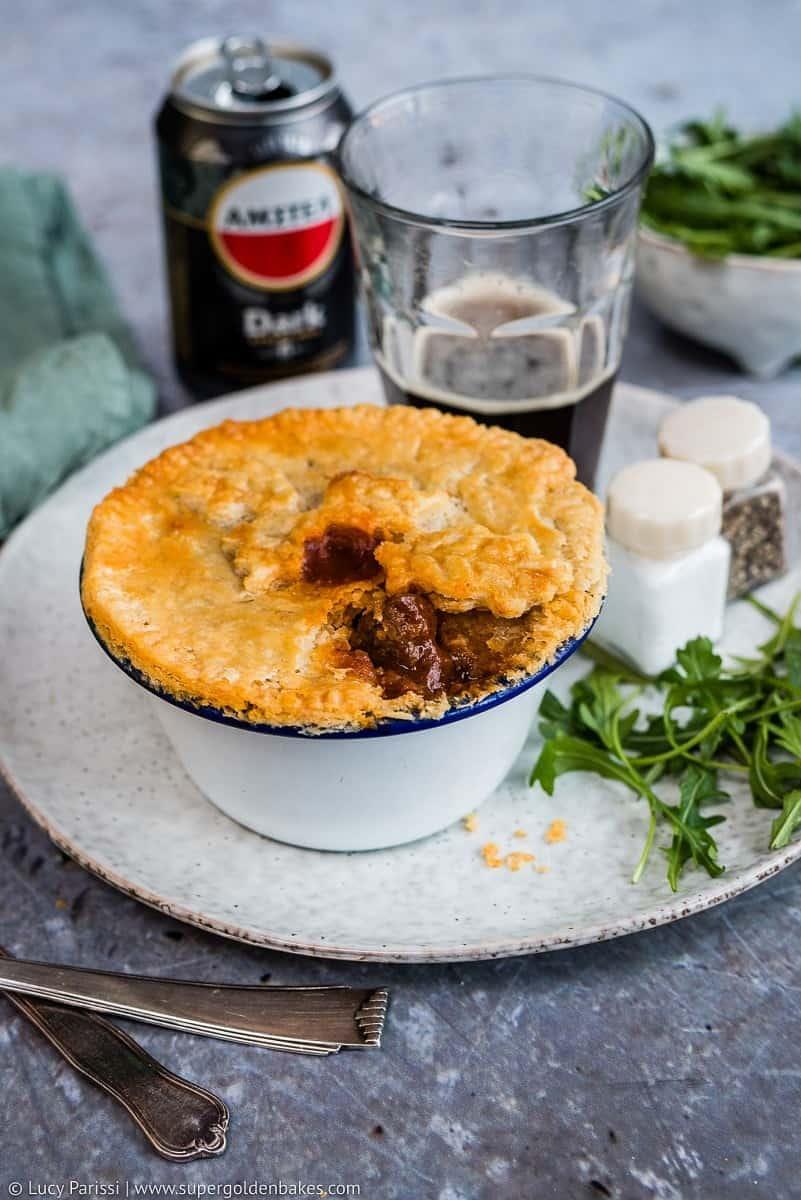 Beef and mushroom pot pies with thyme crust