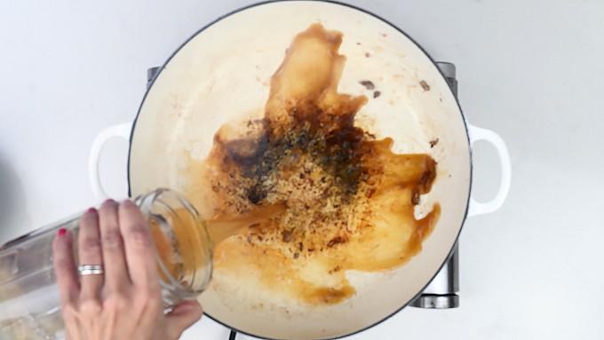 deglazing pan with beef broth