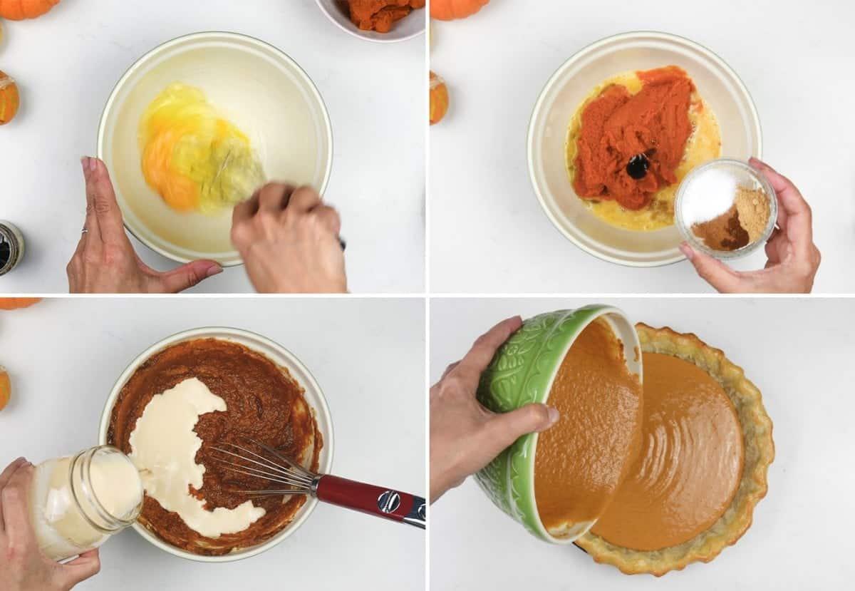Making pumpkin pie filling