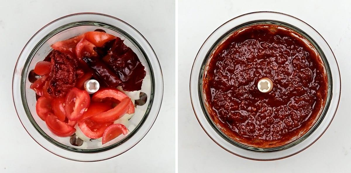 Blending sauce for Mexican birria stew