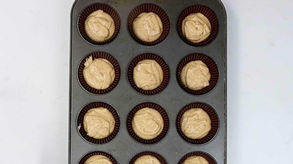 cupcake batter in cupcake liners