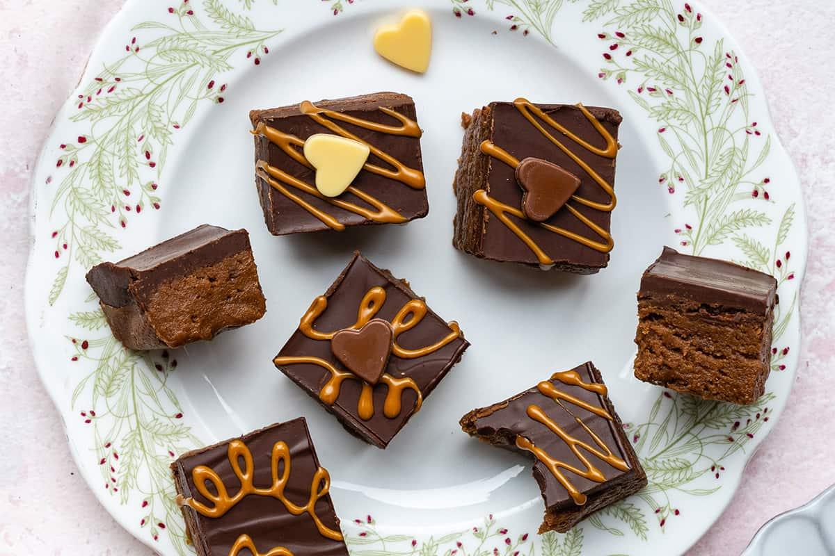 Plate of Biscoff fudge squares