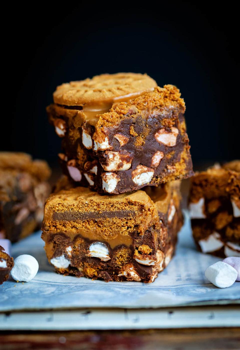 Two squares of Biscoff Rocky Road