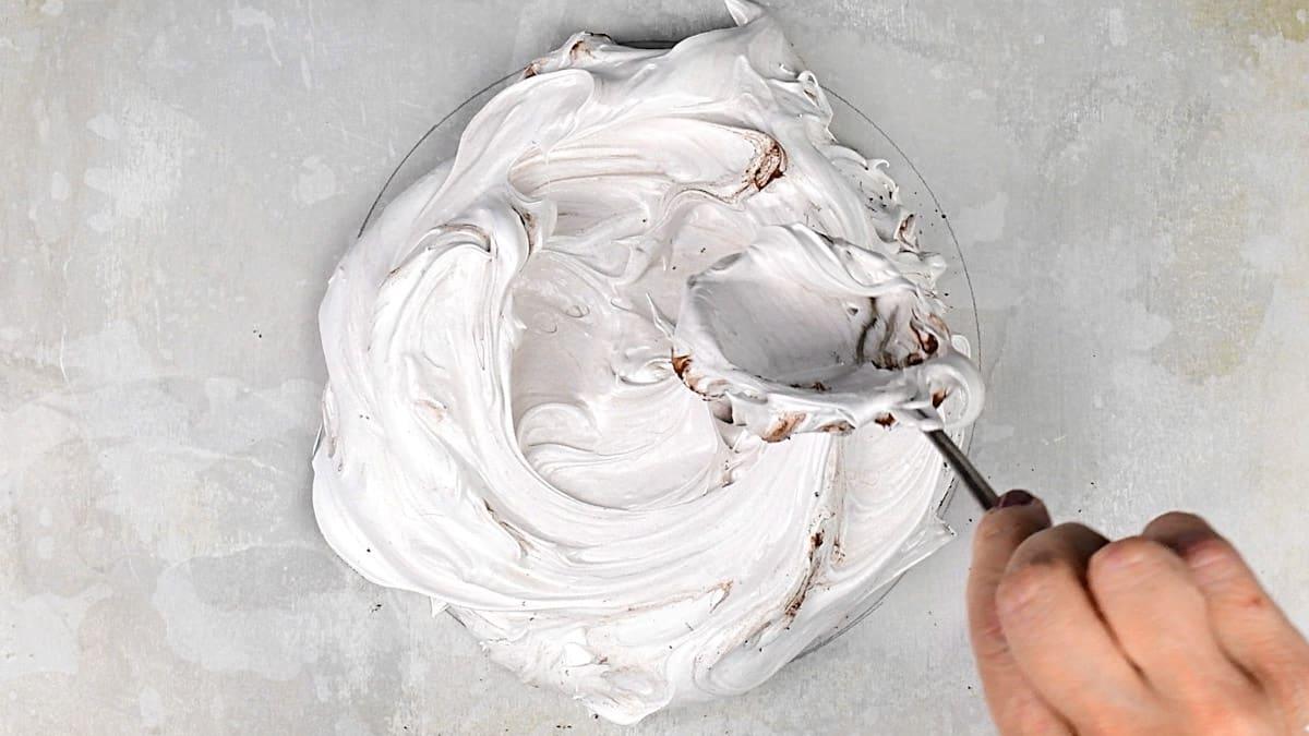 making chocolate pavlova layers