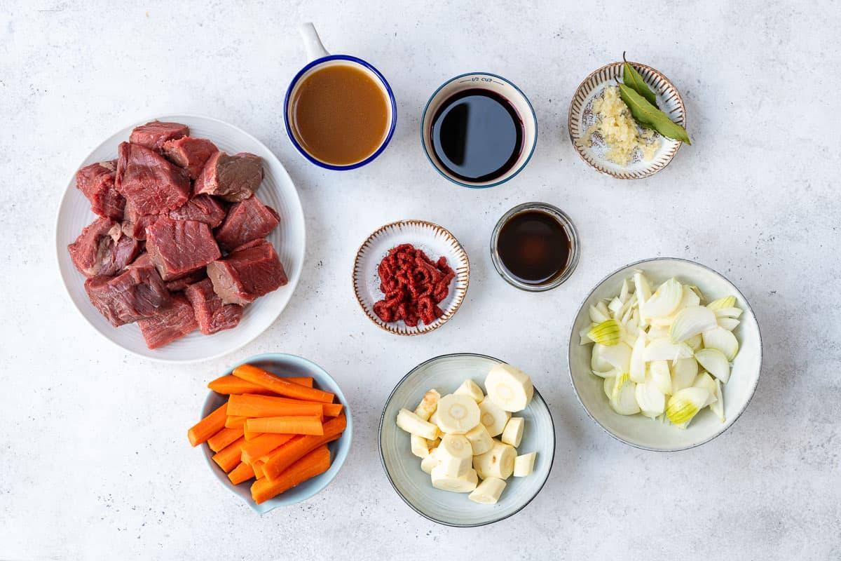 ingredients for braised beef