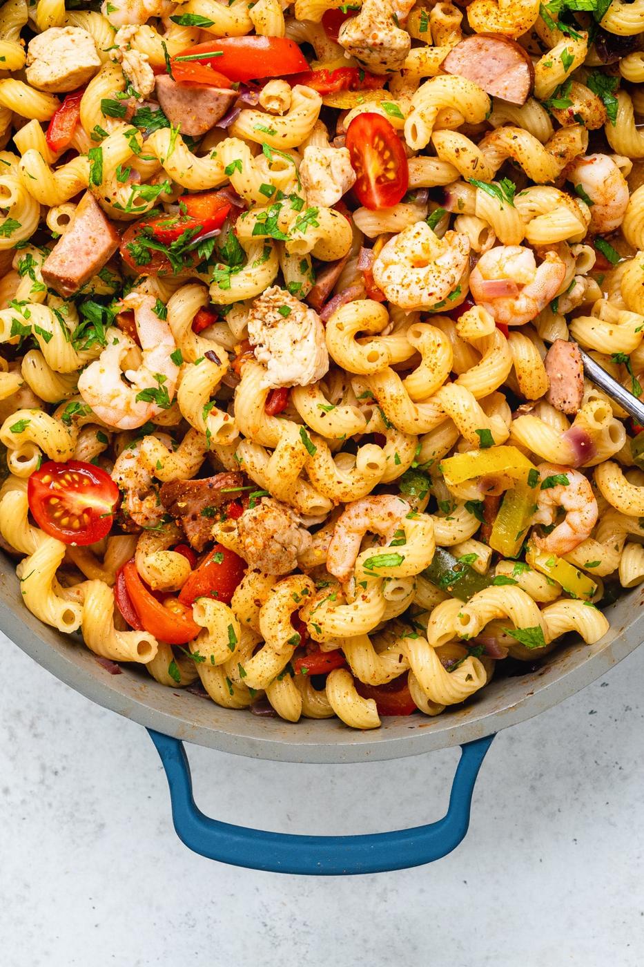 One pot Jambalaya pasta in a pan