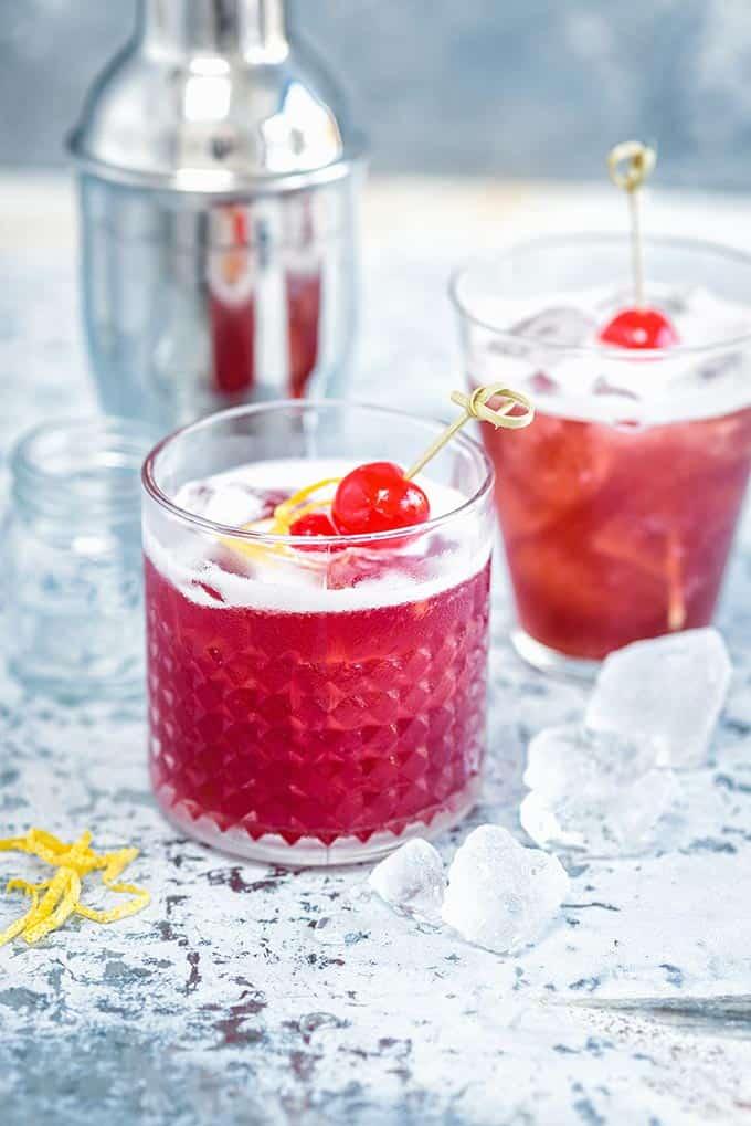 The Cherry Bomb brings bourbon and cherry brandy together and it is a marriage made in heaven. A thoroughly delightful cocktail:) #bourbon #cocktailrecipe