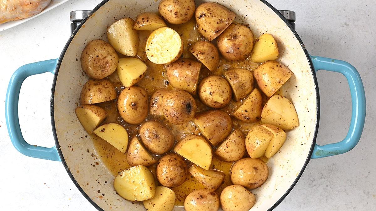pan frying chopped potatoes