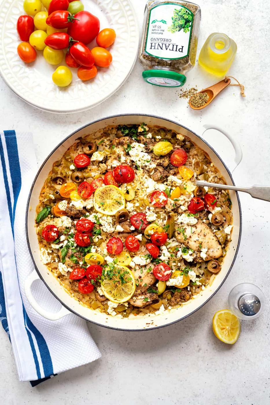 One Pot Greek Chicken and Rice