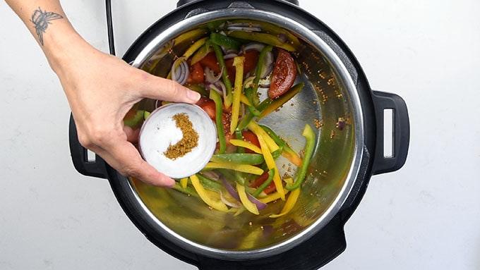 Making chicken jalfrezi in the instant pot