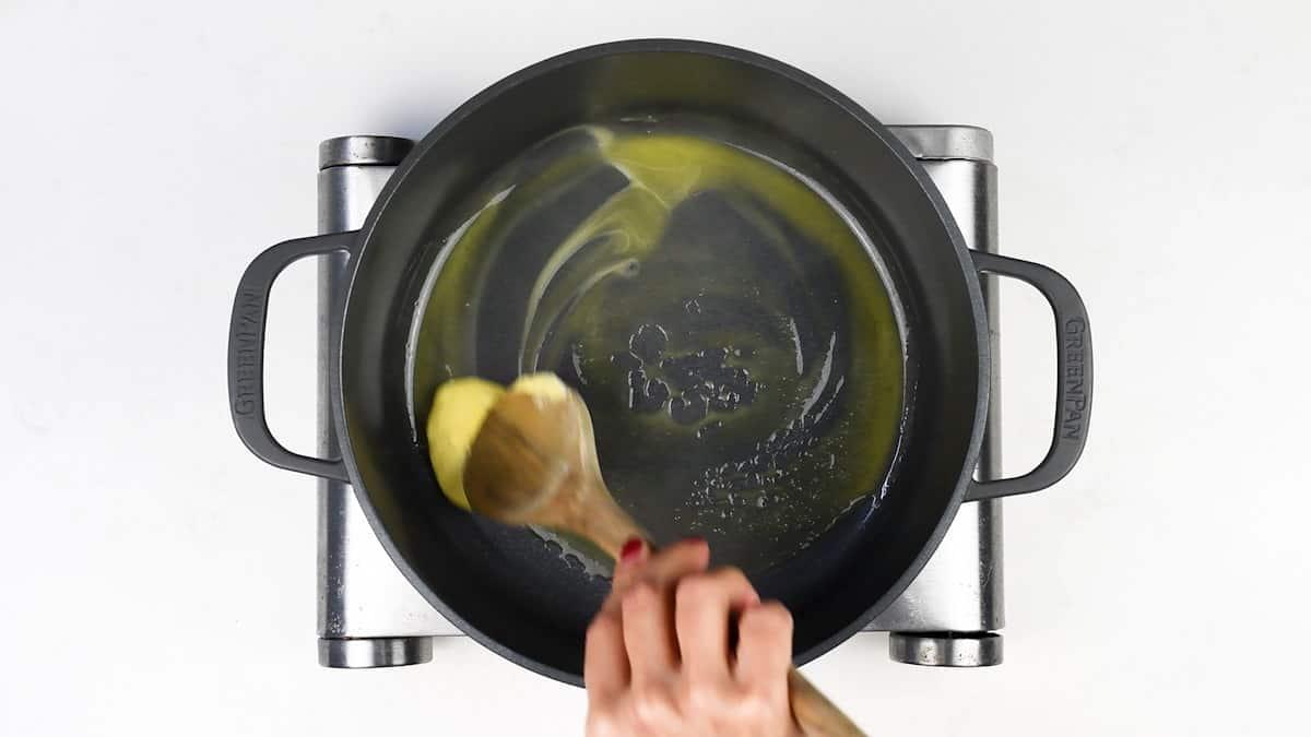 melting butter in a pot