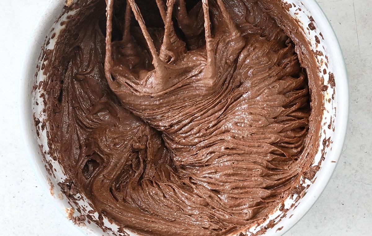 banana chocolate cake batter in a bowl