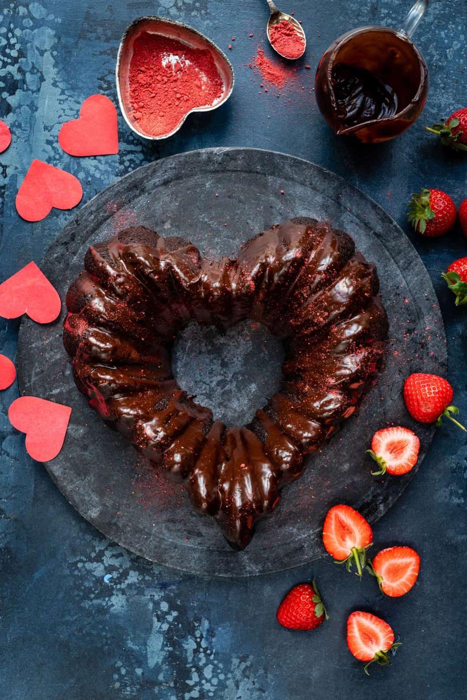 Vegan Valentines Cake | Heart-Shaped Chocolate Cake