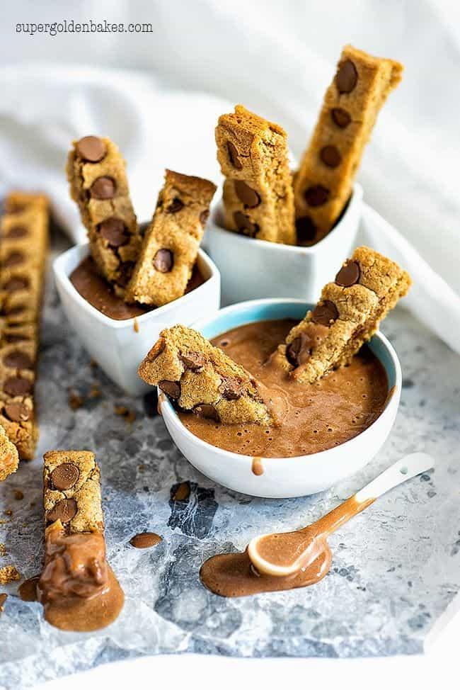 chocolate chip cookie dippers and chocolate dipping sauce