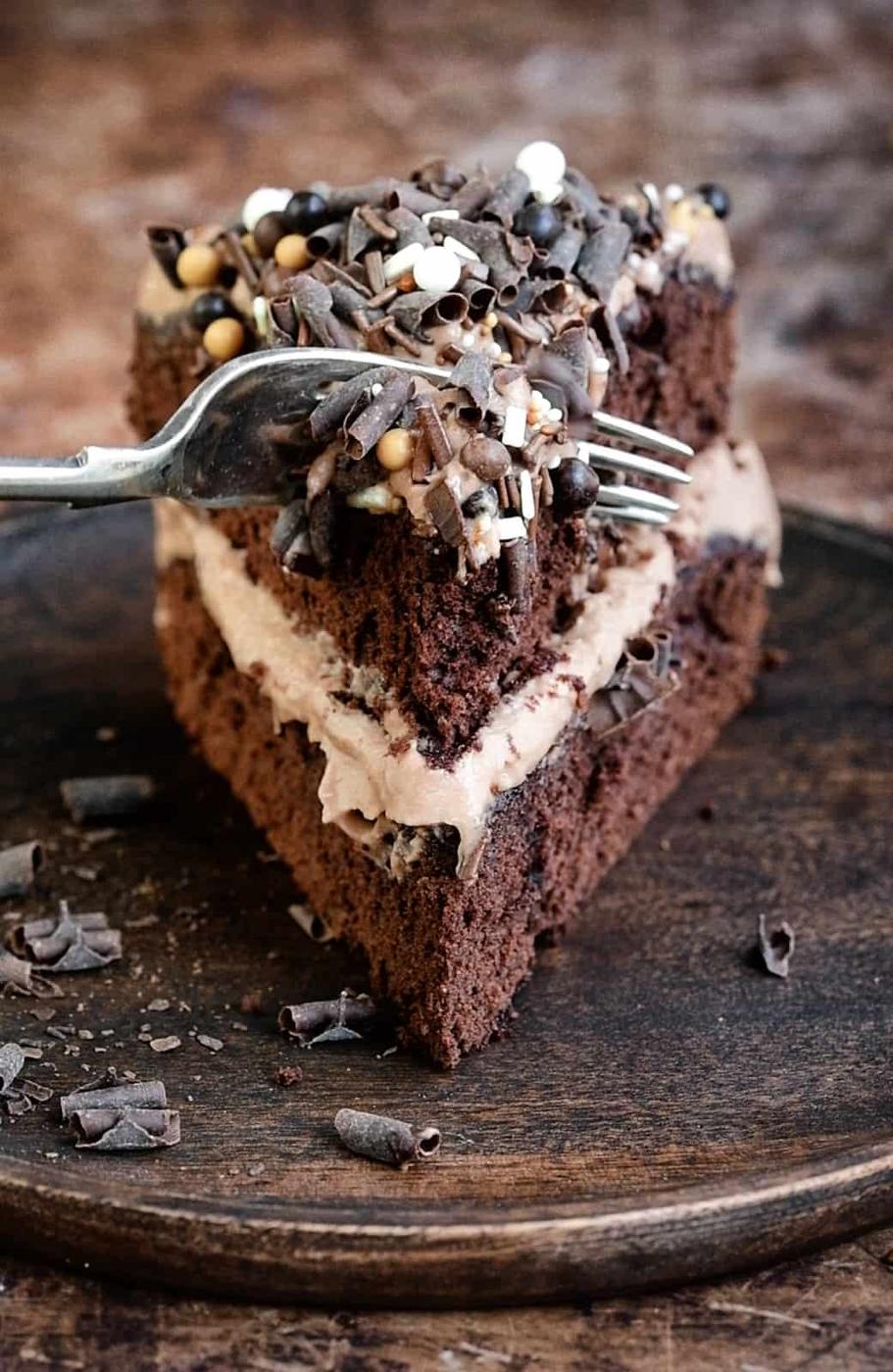Slice of Chocolate cake on a plate