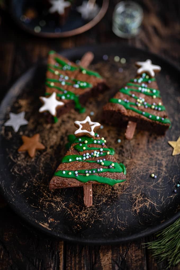 festive Christmas tree brownies