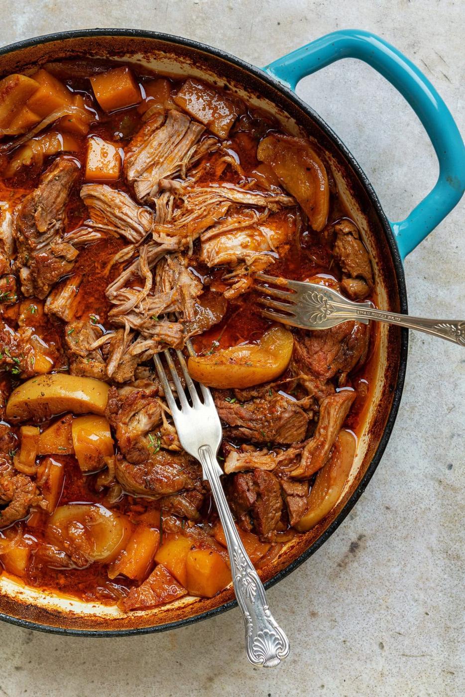 Apple cider braised pork with squash