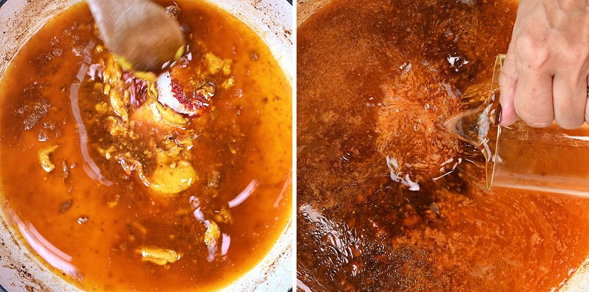 process shots making apple cider braised pork