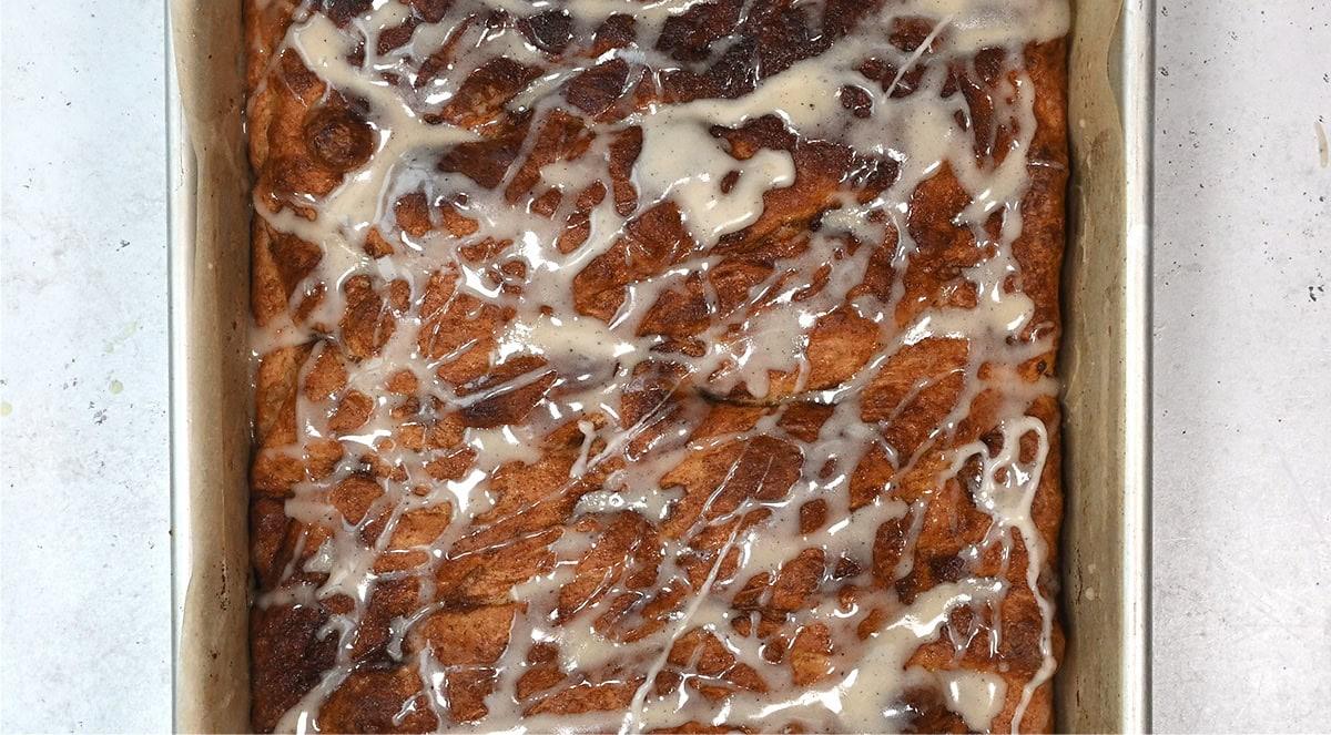 sweet cinnamon focaccia with glaze