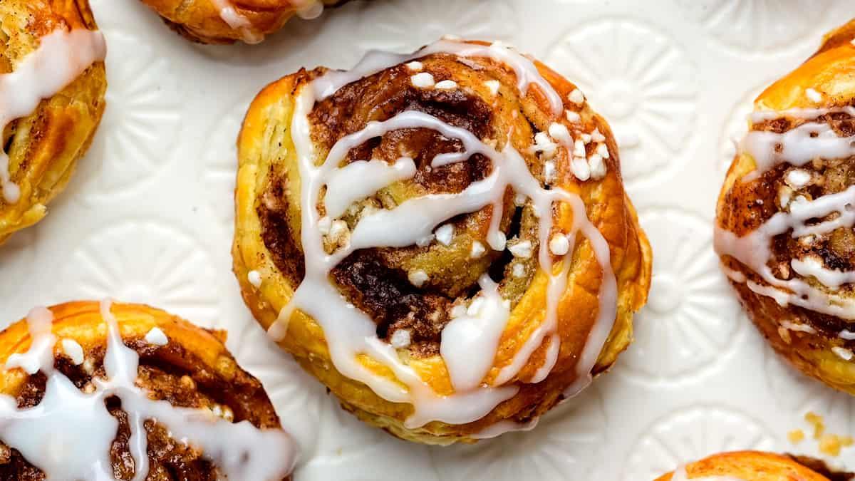 Cinnamon swirl pastries with glaze
