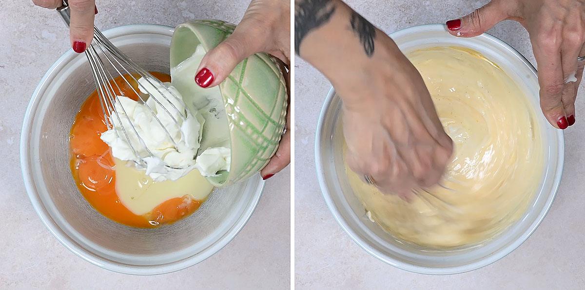 making Greek yogurt cloud cake, process images
