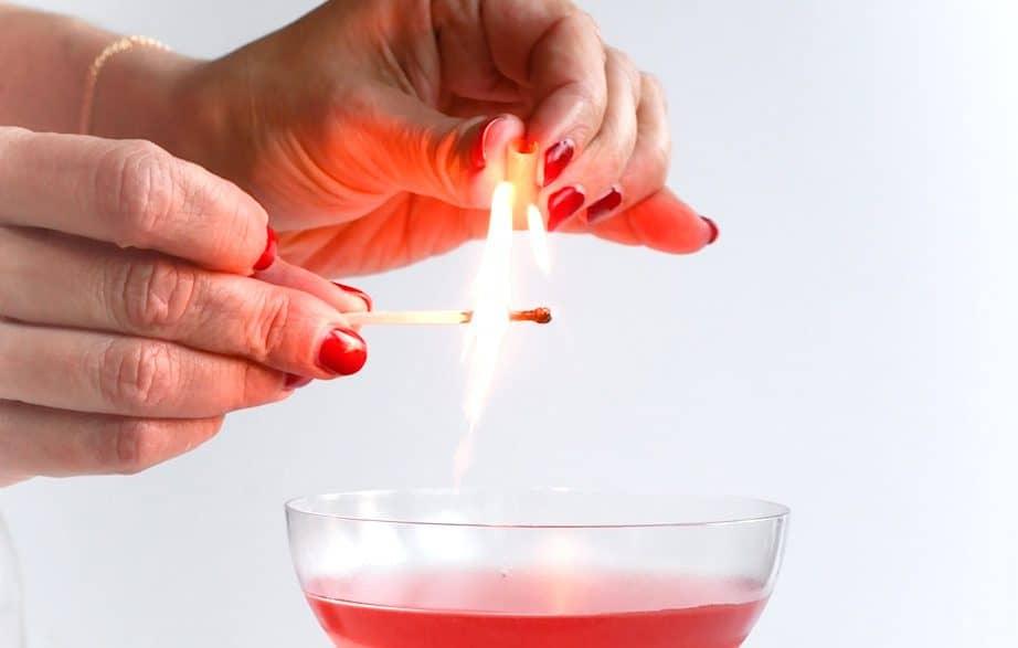 Flaming orange peel for Cosmo Drink