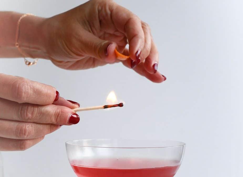 Preparing to make a flaming orange peel