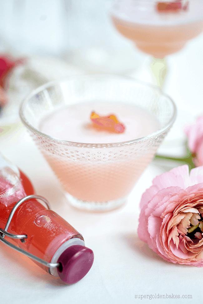 Rhubarb Cocktail in a small glass