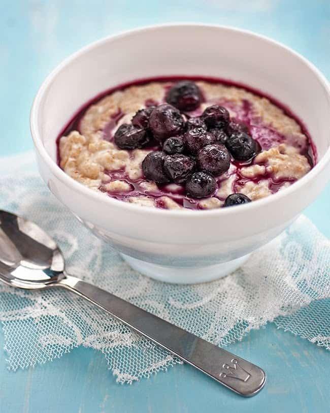 Coconut Oatmeal with Blueberry Compote