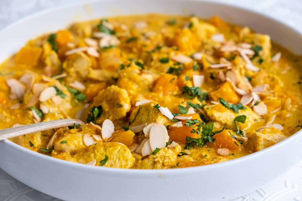 Coronation chicken curry in a bowl