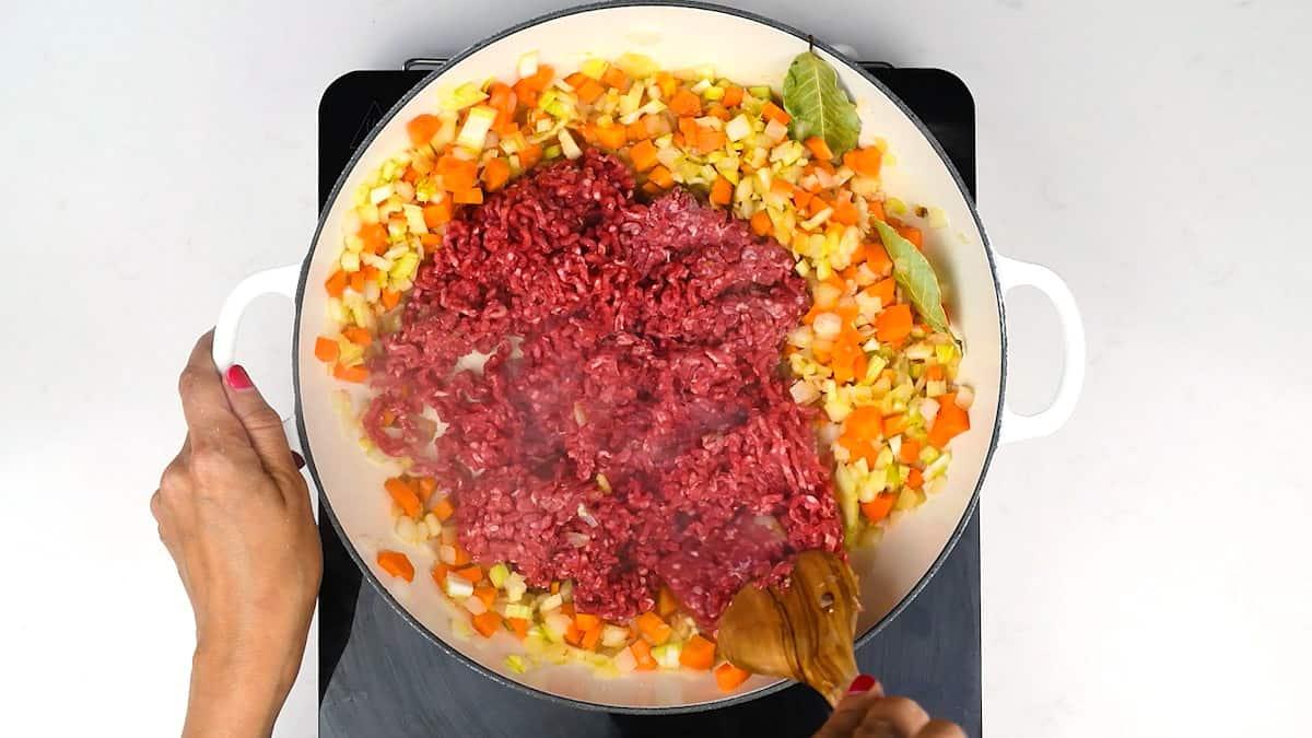 Browning beef mince for cottage pie