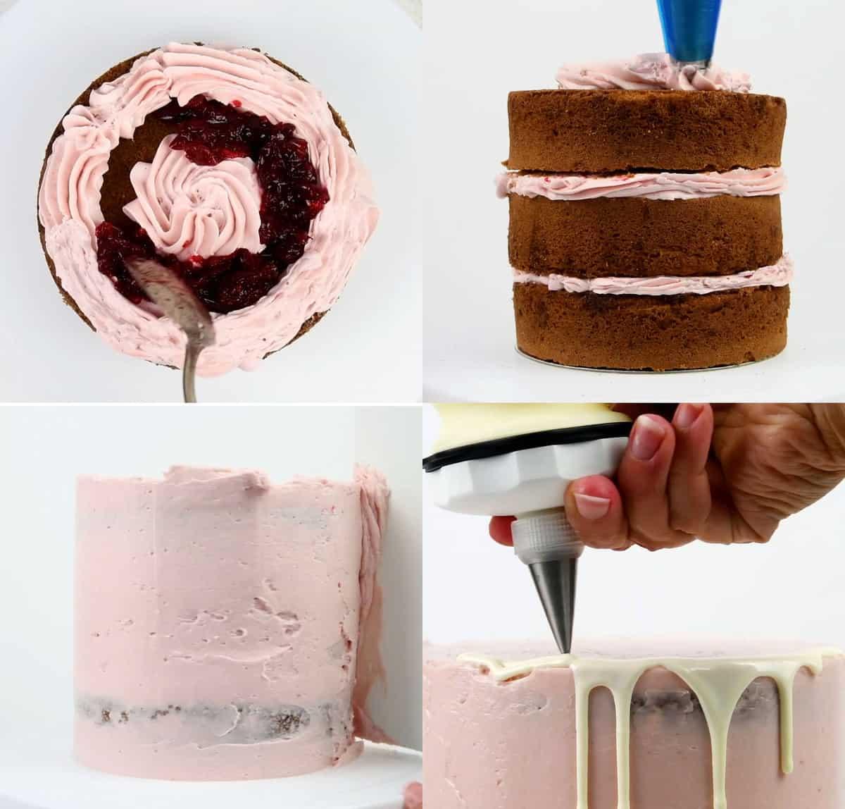 Assembling Winter Wonderland cake